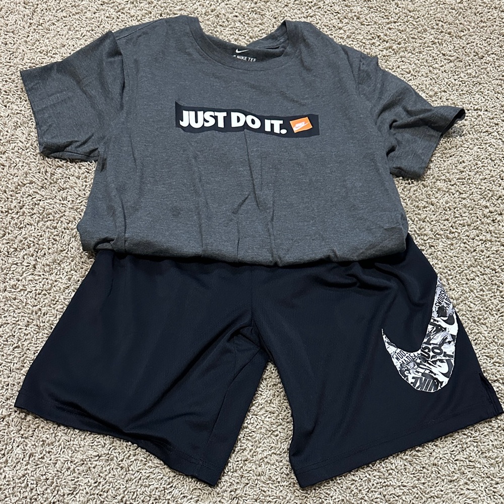 Nike Gray 'Just Do It.' Tee with Black Nike Shorts